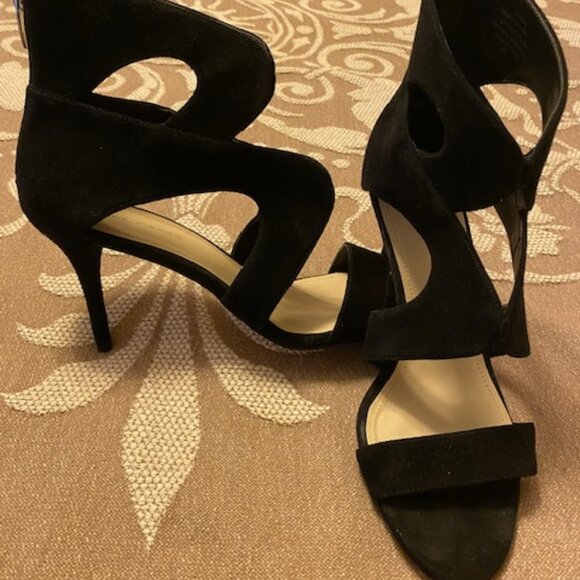 Marc Fisher Black Suede Caged Gladiator Heels Size 9 - Picture 1 of 8